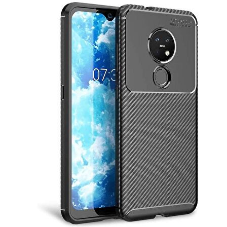Gpack Nokia 7.2 Kılıf Negro Karbon Dizayn SilikonNano Glass