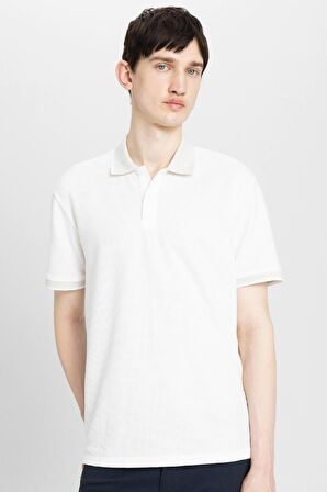 DeFacto New Regular Fit Waffle Kısa Kollu Basic Düz Beyaz Polo Tişört B4508AX24SPWT32