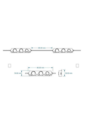 Mavi Modül Mercekli 3 Ledli Kablolu Parmak Led 12 v 5 adet