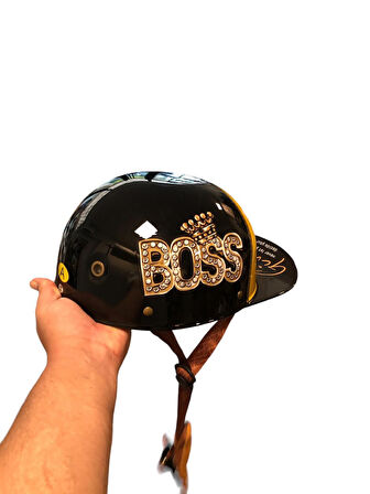 Kask BOSS Model Beyzbol Şapkası Motosiklet Kaskları Bisiklet Kaskı Açık Yüz Scooter Chopper Erkek Kadın