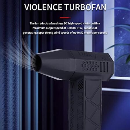 Mini Turbo Jet Fan, 130000 RPM Şarj Edilebilir Turbo Şiddetli Fan, Fırçasız Motor Jet Fan