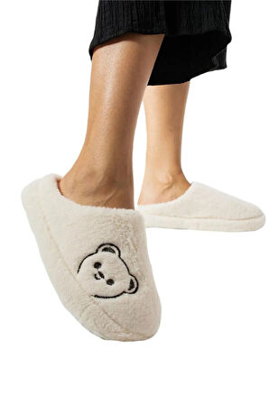 Kadın Ev Terliği Peluş Ses Yapmaz Kalın Taban Terlik 1021-127-0003