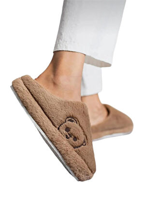 Kadın Ev Terliği Peluş Ses Yapmaz Kalın Taban Terlik 1021-127-0003