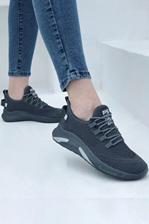 Kadın Sneaker Casual Rahat Bağcıklı Fileli Triko Spor Ayakkabı 1021-101-0014