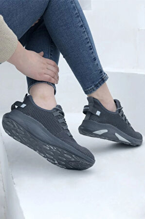 Kadın Sneaker Casual Rahat Bağcıklı Fileli Triko Spor Ayakkabı 1021-101-0014