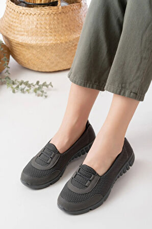 Kadın Günlük Babet  Bağcık Detaylı Fileli Anne Ayakkabısı 1021-111-0006