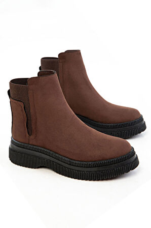 Kadın Süet Bot  Lastikli Detaylı Kaymaz Taban 4010-116-0014