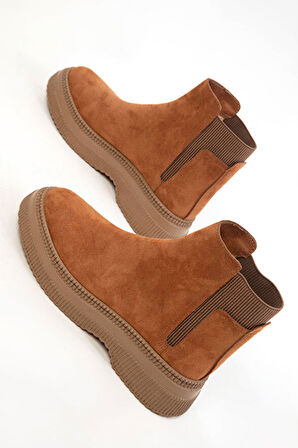 Kadın Süet Bot  Lastikli Detaylı Kaymaz Taban 4010-116-0014