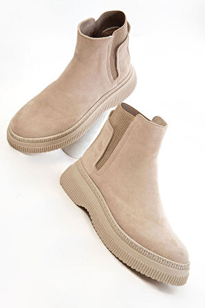 Kadın Süet Bot  Lastikli Detaylı Kaymaz Taban 4010-116-0014