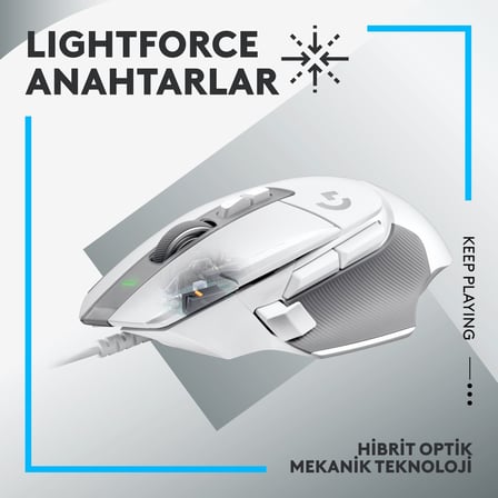 Logitech G G502 X Kablolu Hero 25k Sensörlü Yüksek Performanslı Oyuncu Mouse - Beyaz