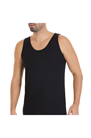 3'lü Siyah Erkek Süper Ince Modal Likrasız Atlet 121