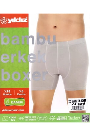 3'lü Gri Bambu Erkek Boxer 322