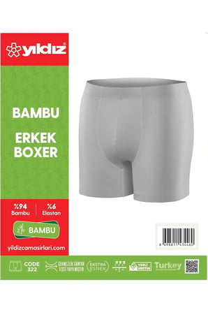 3'lü Gri Bambu Erkek Boxer 322