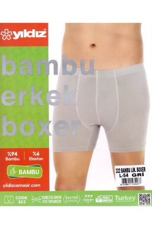 3'lü Gri Bambu Erkek Boxer 322