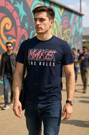 Erkek Baskılı T-Shirt Yumuşak Pamuklu Kumaş