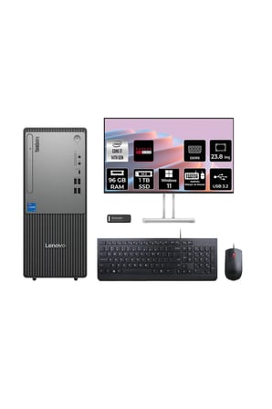 ThinkCentre Neo 50T G5 i7 14700 96GB 1TB SSD RX550/4GB W11H Masaüstü Bilgisayar + 23.8"