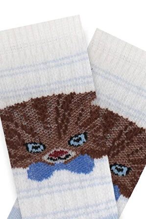 3 Lü Kedi Desenli Erkek Bebek Patik Çorap