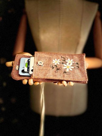 MEADOV Nakış İşlemeli Keten Telefon Çantası, Telefon Kılıfı v3