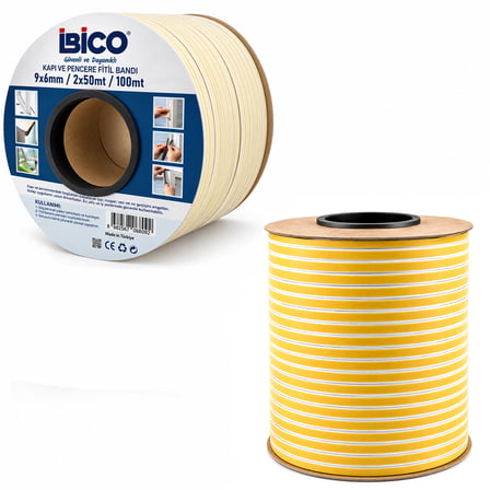 D Profil Kapı-Pencere Fitili 9x6 mm Beyaz - Bobin 2x50m (100 m)