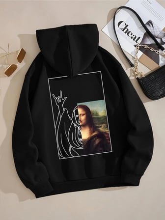 Mona Lisa Seni Seviyorum Söyledi Hoodie kadın Gevşek Sonbahar Hoody Basit Polar Kazak Sokak B