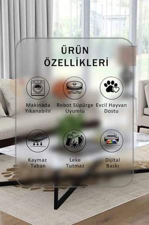 Yıkanabilir Kaymaz Taban Dijital Baskılı Halı ve Yolluk – Leke Tutmaz Salon & Mutfak Halısı