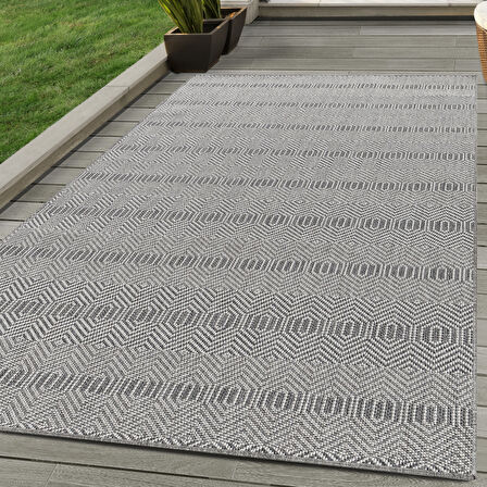 Modern Desenli Sisal Halı Gri Renk Salon Halısı Oturma Odası Halısı Yolluk Mutfak Halısı