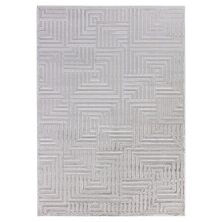 Modern Desenli Yumuşak Doku Gümüş Renk Salon Oturma Odası Yolluk Mutfak Halısı