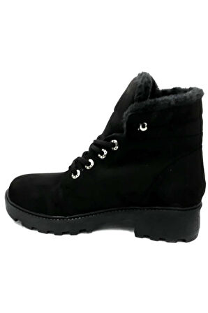 354043 Siyah Nubuk Kadın Bağcıklı Postal Bot