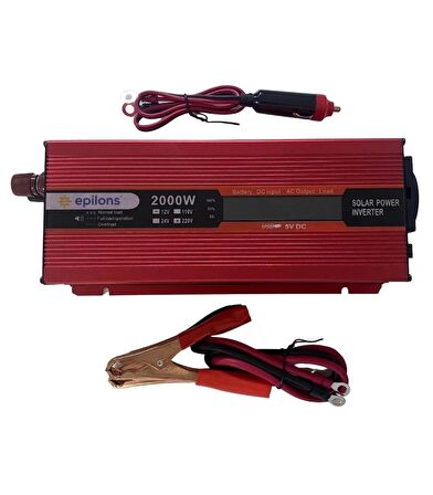 Epilons 12v 2000w Modifiye Sınus İnvertör 220v Dij Göstergeli Taşınabilir Güç Kaynağı