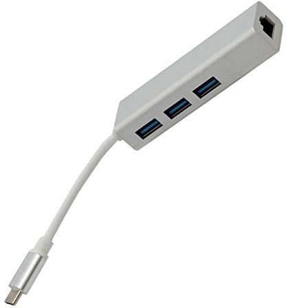 Pm-18229 Usb Type-c 3.0 3 Port Hub + Gıgabıt Ethernet Adaptör