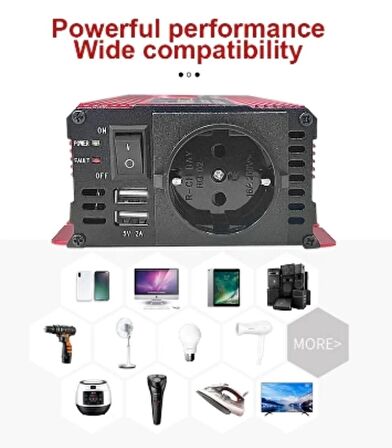 Epilons 12v 2000w Modifiye Sınus İnverter 220v Dijital Göstergeli- Taşınabilir Güç Kaynağı