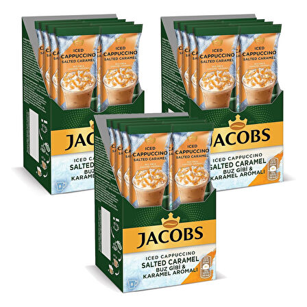 Jacobs Iced Cappuccino Salted Caramel 20.3 gr 8 li Kutu x 3 Adet