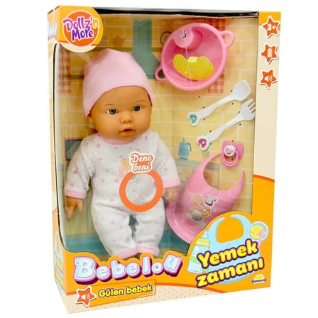 Sunman Oyuncak Bebelou Yemek Zamanı Sesli Bebek Seti 35Cm S00030021 (Karışık Renk, 1 Adet)