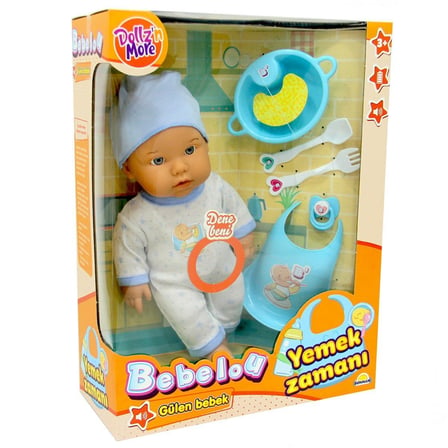 Sunman Oyuncak Bebelou Yemek Zamanı Sesli Bebek Seti 35Cm S00030021 (Karışık Renk, 1 Adet)