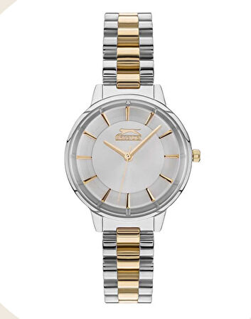 SLAZENGER 32MM SARIBEYAZ 3 ATM SU GEÇİRMEZ ÇELİK KADIN KOL SAATİ