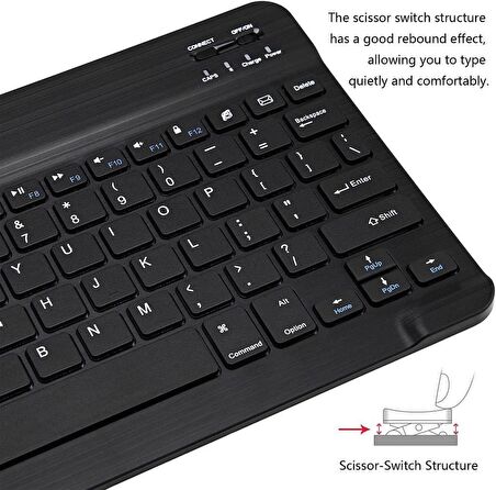 Samsung Galaxy Tab S9 FE X510 10.9" Uyumlu Kablosuz Bluetooth Şarj Edilebilir Mini Q Klavye - Siyah