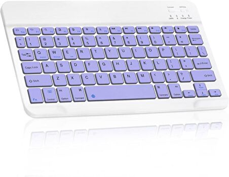 Vorcom QuartzPro 10.1" Uyumlu Kablosuz Bluetooth Şarj Edilebilir Mini Q Klavye - Mor