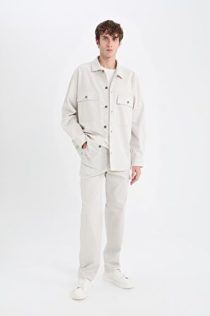 DeFacto Yazlık Gabardin Pantolon Straight Fit Bol Rahat Kesim Cepli Düz Paça B4089AX24SPGR368
