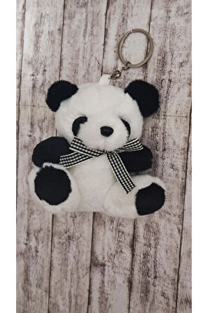 Büyük Boy Lüks Peluş Panda Anahtarlık Boyu 14 cm, Eni 10cm - Araba Süsü- Çanta Süsü