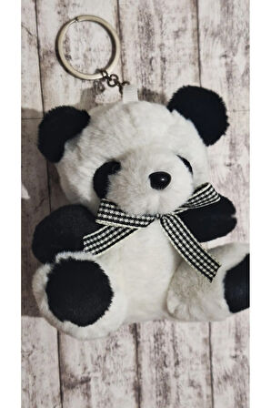 Büyük Boy Lüks Peluş Panda Anahtarlık Boyu 14 cm, Eni 10cm - Araba Süsü- Çanta Süsü