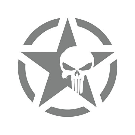 Yıldız Punisher Kurukafa Sticker17x17 Cm Gri
