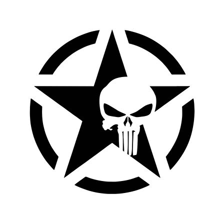 Yıldız Punisher Kurukafa Sticker17x17 Cm Siyah