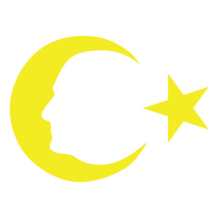 Ayyıldız ve Atatürk Silüeti Sticker17x17 Cm Sarı