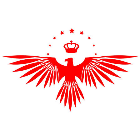 Yıldızlı Kartal  Oto Sticker17x17 Cm Kırmızı