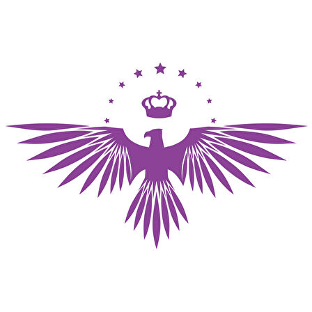 Yıldızlı Kartal  Oto Sticker17x17 Cm Mor