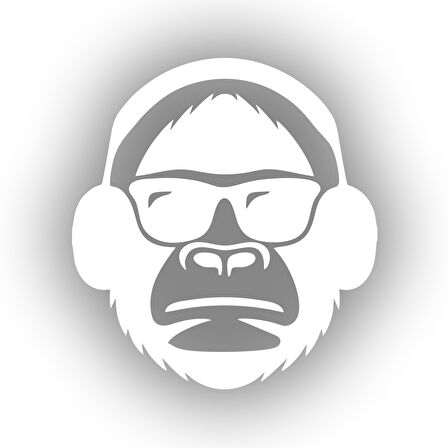 Kulaklıklı Maymun Sticker17x17 Cm Beyaz