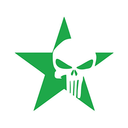 Yıldız Punisher Kurukafa Sticker 17x17 Cm Yeşil