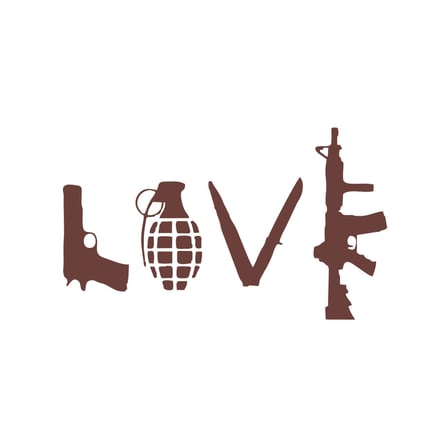 Love Silahlar Sticker 17x17 Cm Kahverengi