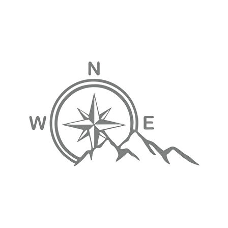 Dağ ve Pusula Stciker 17x17 Cm Gri