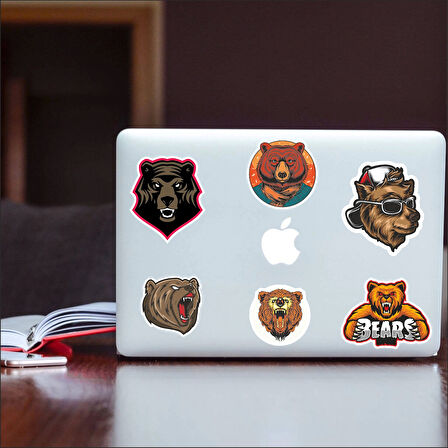 Ayı Sticker Set -1 7 Parça Telefon, Tablet, Defter, Laptop Sticker